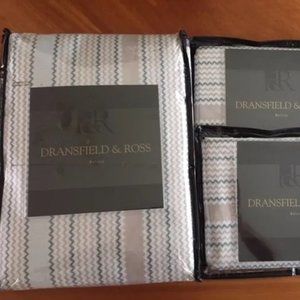 New Dransfield & Ross Melissa 100% Cotton Queen Duvet Cover and 2 Euro S…